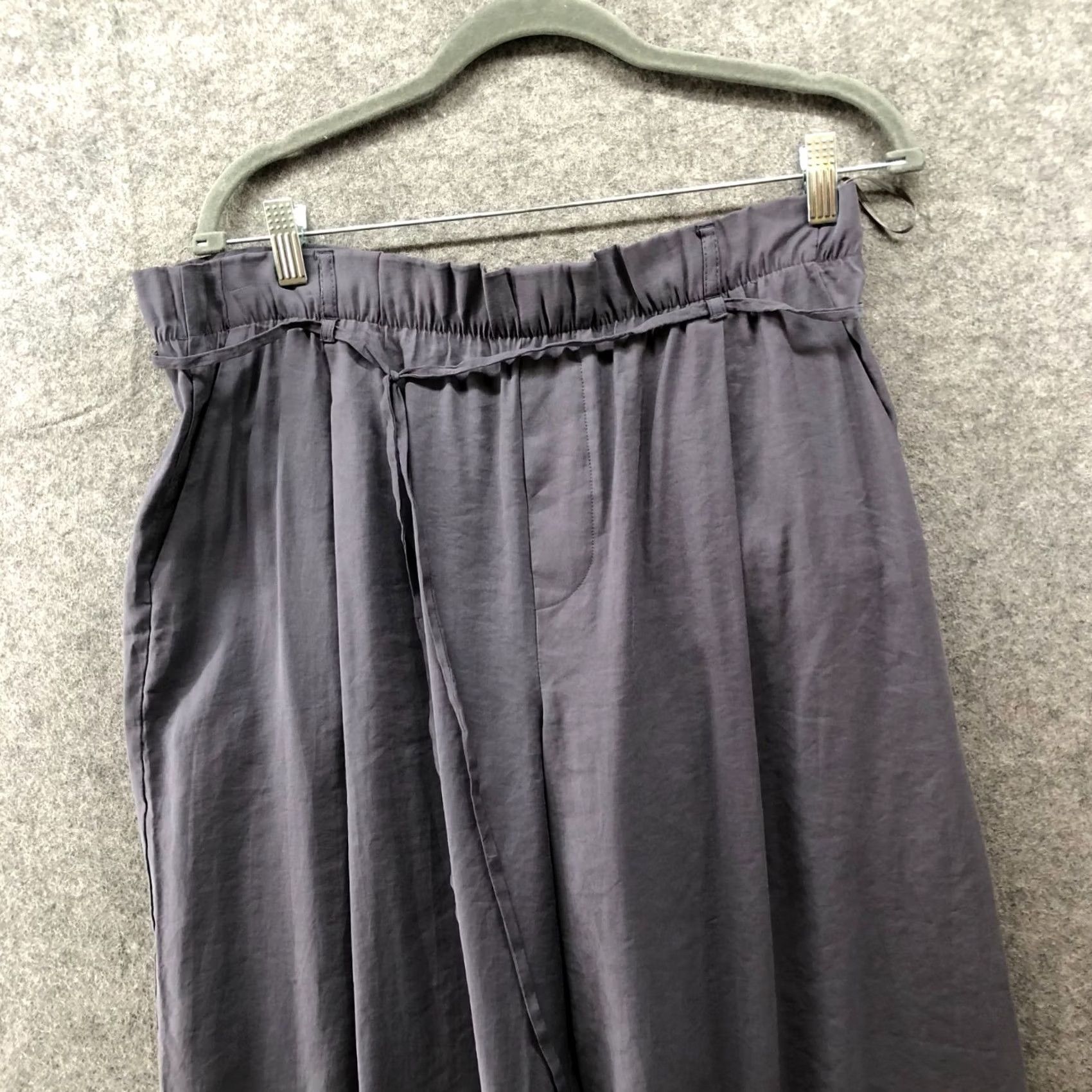 Zara Zara Paperbag Wide Leg Pants Womens L High Waisted Gray Modal Blend Pull On Size 36" / US 14 / IT 50 - 3 Thumbnail