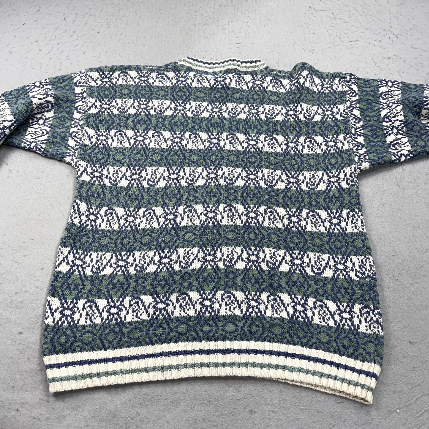 Vintage VINTAGE Concrete Sweater Mens M Green Geometric 90s Retro Classic heavyweight Crewneck Pullover Knit Shirt Size US M / EU 48-50 / 2 - 5 Thumbnail