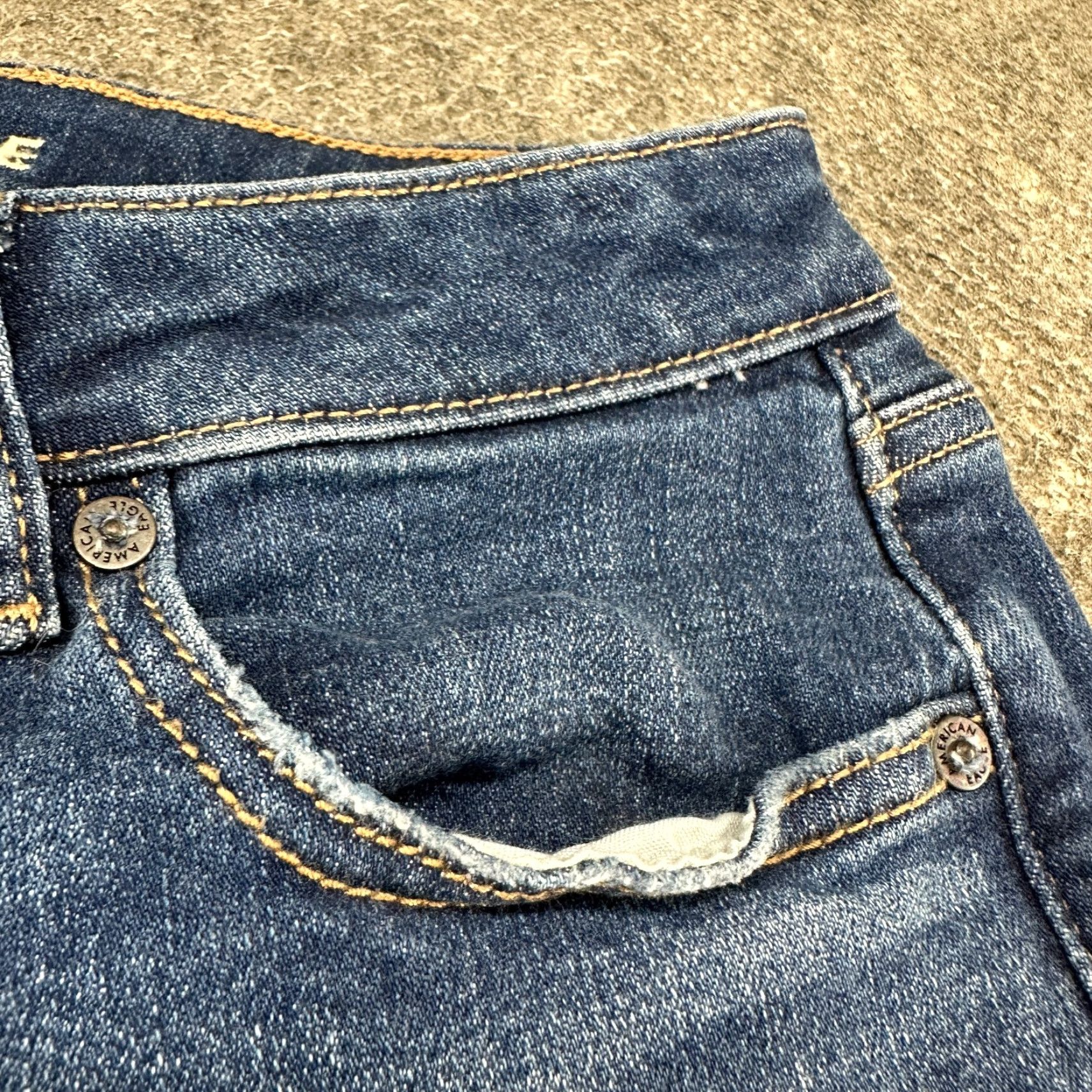 American Eagle Outfitters American Eagle Jeans Womens 8 Blue Mid Rise Kick Boot Bootcut Dark Wash Stretch Size 30" / US 8 / IT 44 - 4 Thumbnail