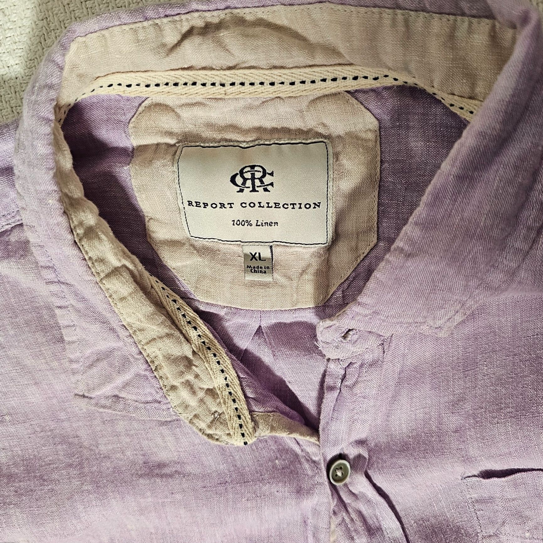 Vintage Report Collection Shirt Adult XL Purple Linen Button-Down Long Sleeve Mens Size US XL / EU 56 / 4 - 2 Thumbnail