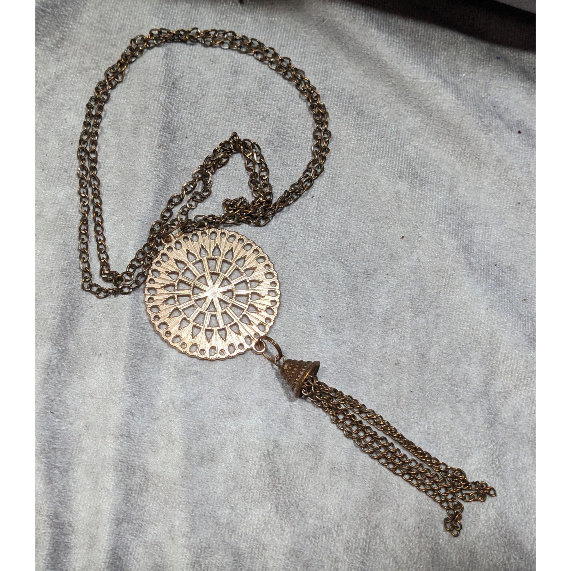 Other Bohemian Copper Tone Medallion Tassel Necklace Size ONE SIZE - 8 Thumbnail