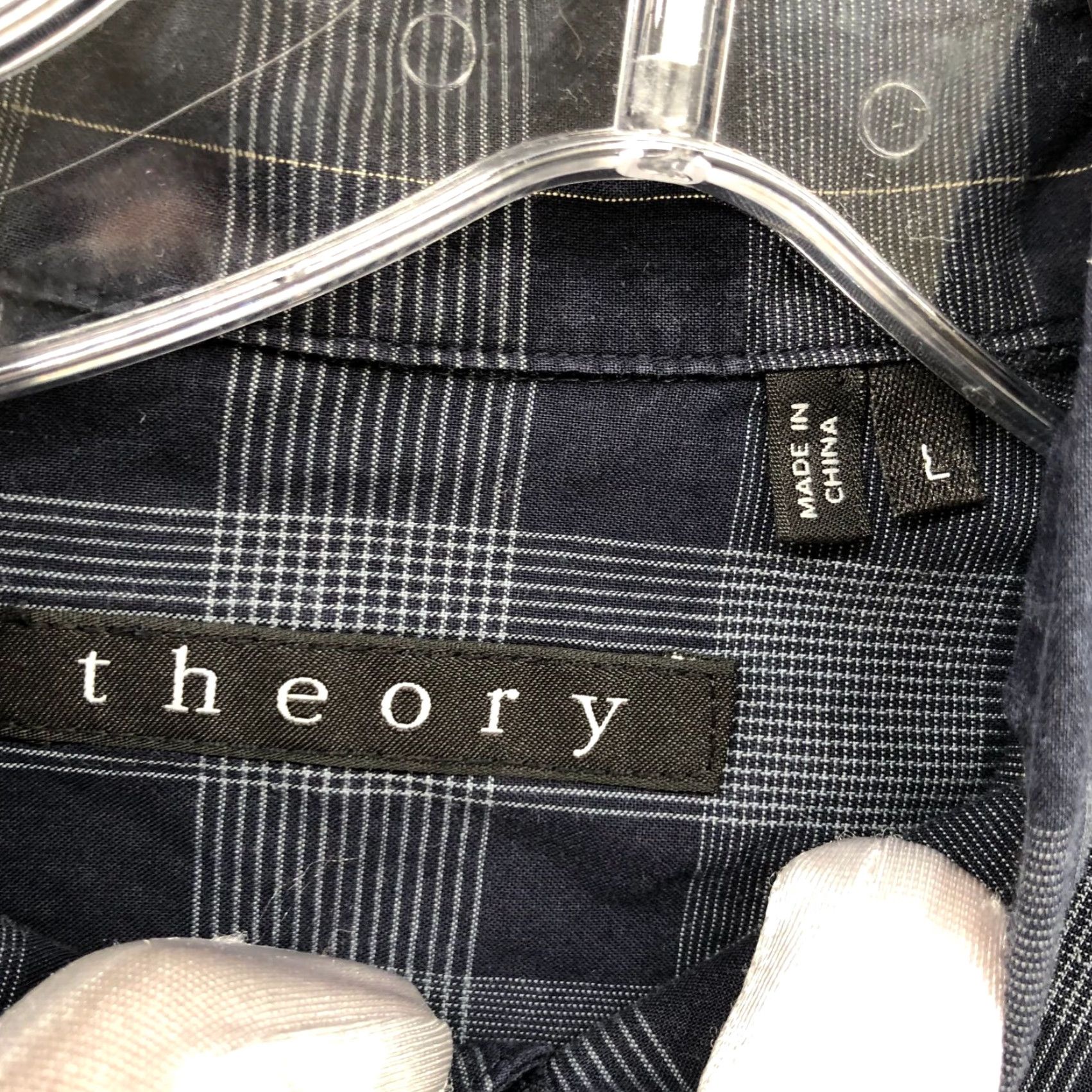 Theory Theory Kyson Long Sleeve Shirt Mens L Navy Blue Plaid Cotton Button-Up Shirt Casual Workwear Men Large Blue Plaid 90s-style Size US L / EU 52-54 / 3 - 5 Thumbnail