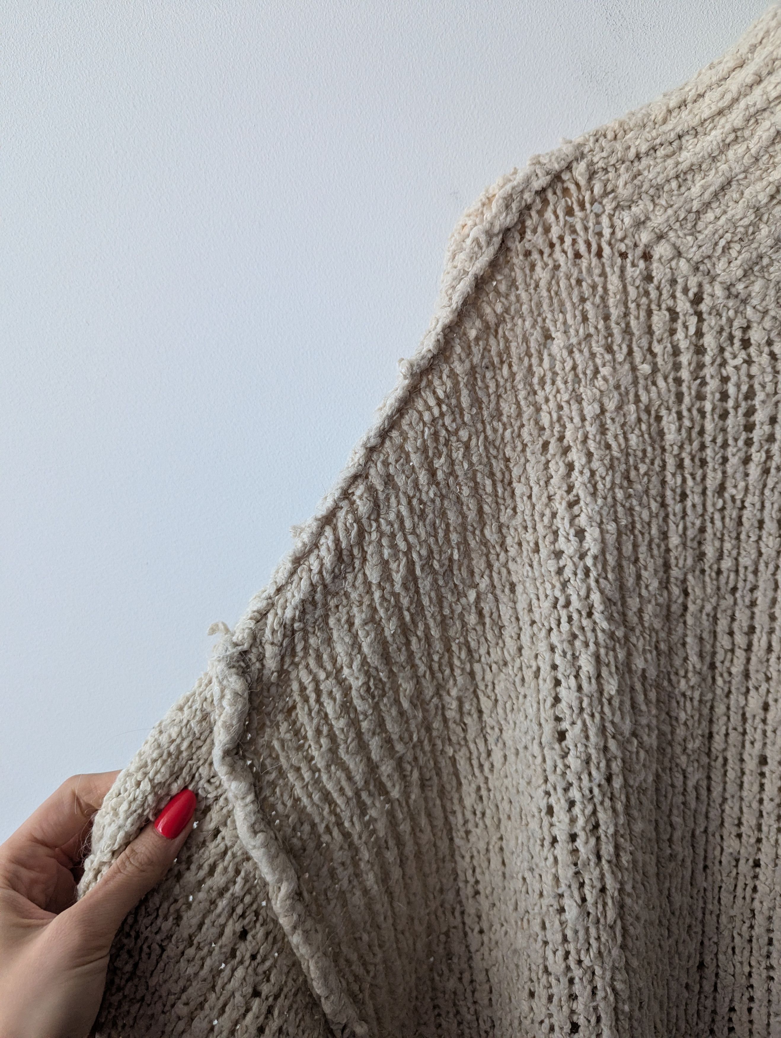 Other Made in Italy Oversize Bouclé Knit Sweater Beige Size L / US 10 / IT 46 - 5 Thumbnail