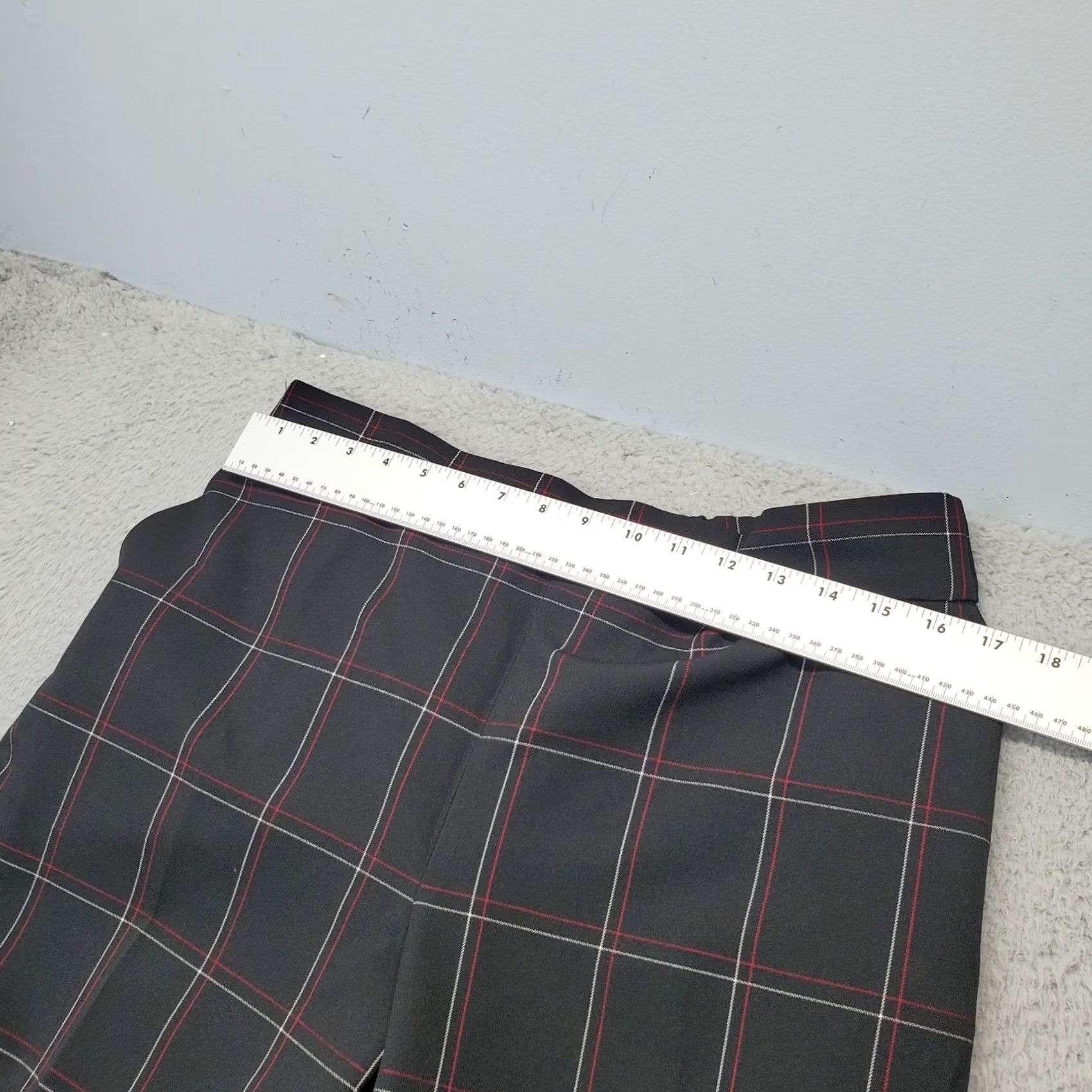 Kasper Kasper Ankle Pants Womens Size 1X Black Plaid Formal Elastic Waistband Wide Leg Pants Size 40" / US 18 - 5 Thumbnail