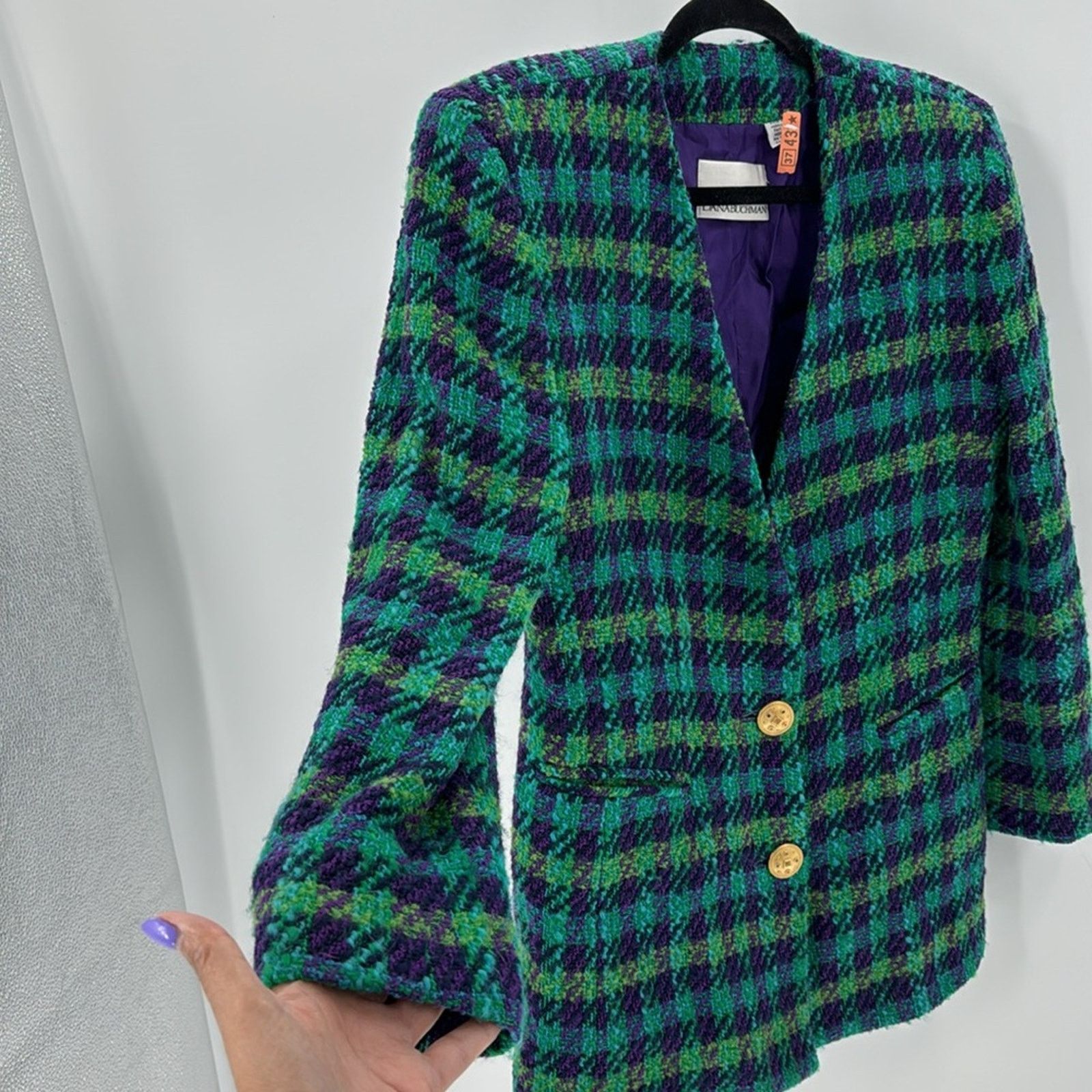 Other Dana Buchman vintage plaid wool double breasted gold buttons Size M / US 6-8 / IT 42-44 - 6 Thumbnail