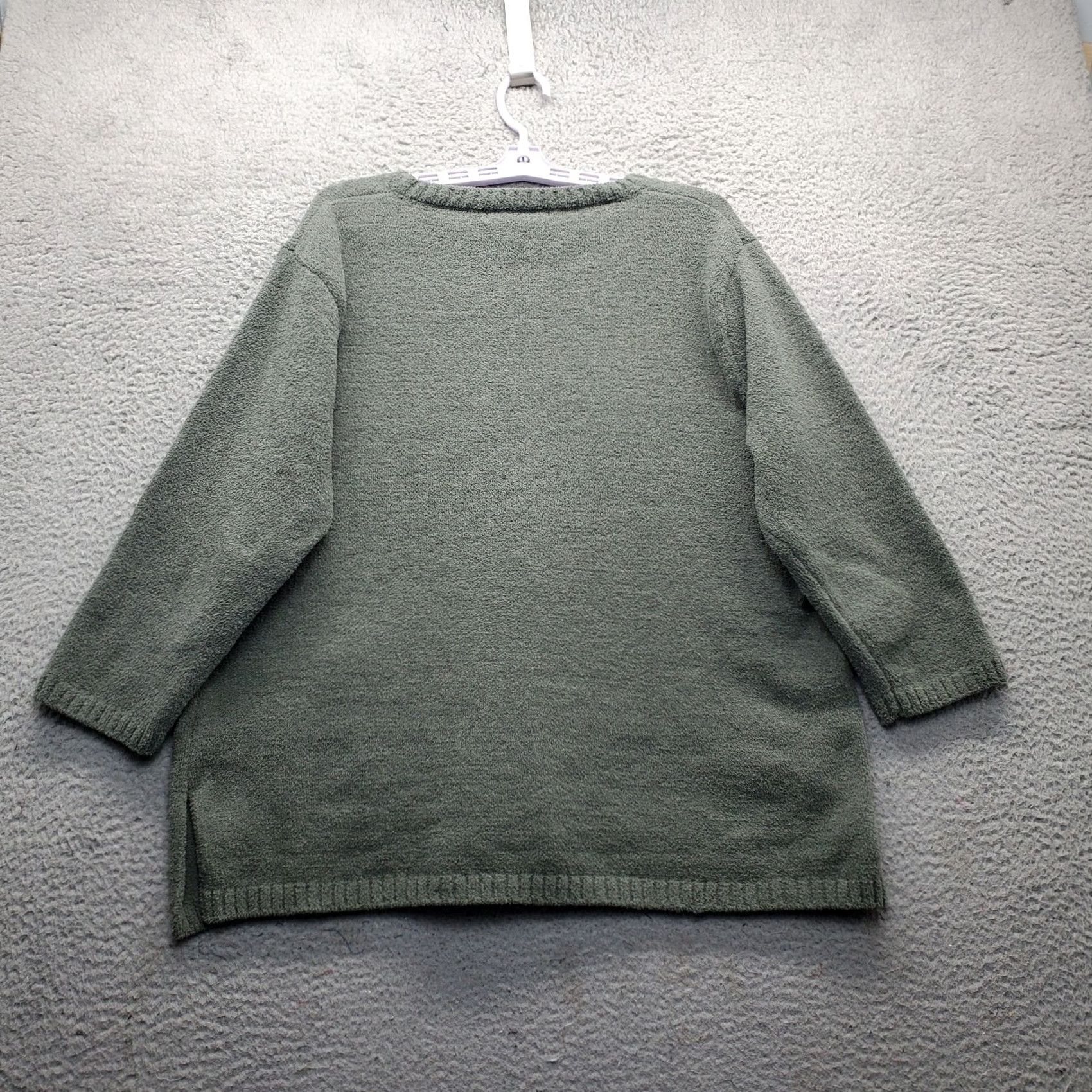 Vintage Lulu B Womens 1X Green Patch Pocket Textured Fleece Sweater Long Sleeve Pullover Cardigan? Size XL / US 12-14 / IT 48-50 - 2 Thumbnail