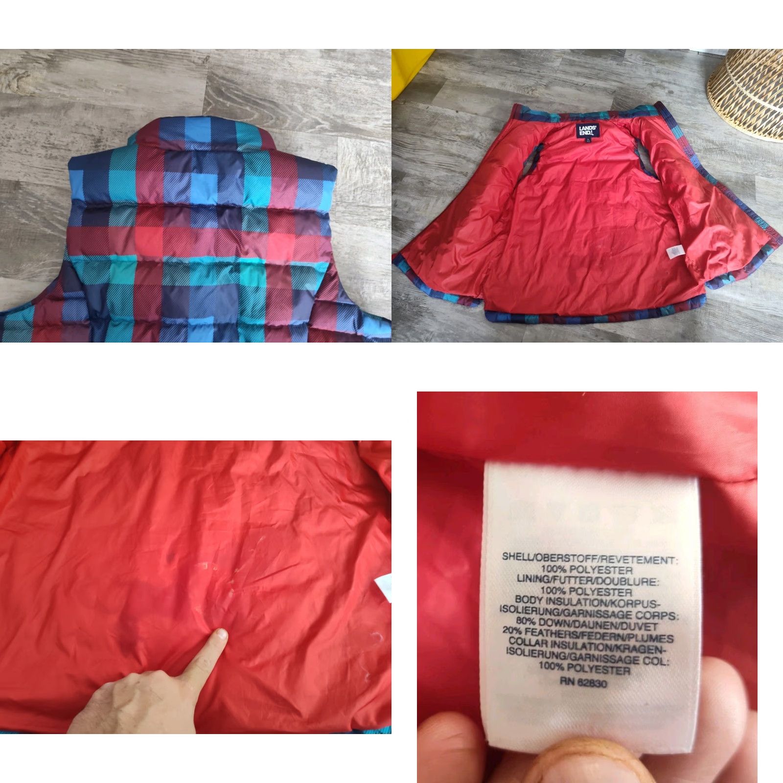 Lands' End Lands' End Multi Plaid Print Full-Zip Down Puffer Vest Size L EUC Size L / US 10 / IT 46 - 8 Thumbnail