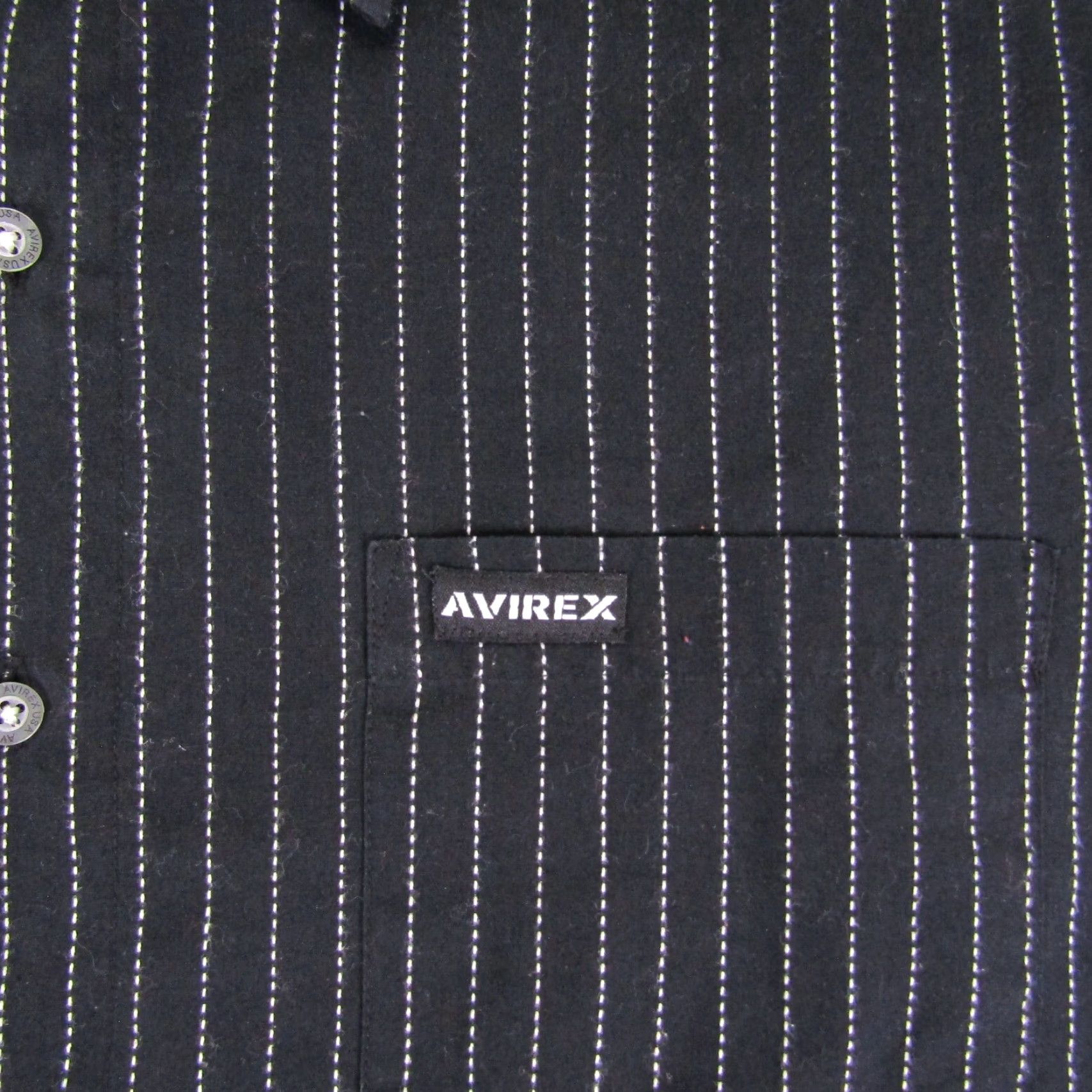 Avirex VINTAGE Avirex Shirt Mens Large Black White Pinstripes Stripes Button Up Camp Casual Y2K Size US L / EU 52-54 / 3 - 3 Thumbnail