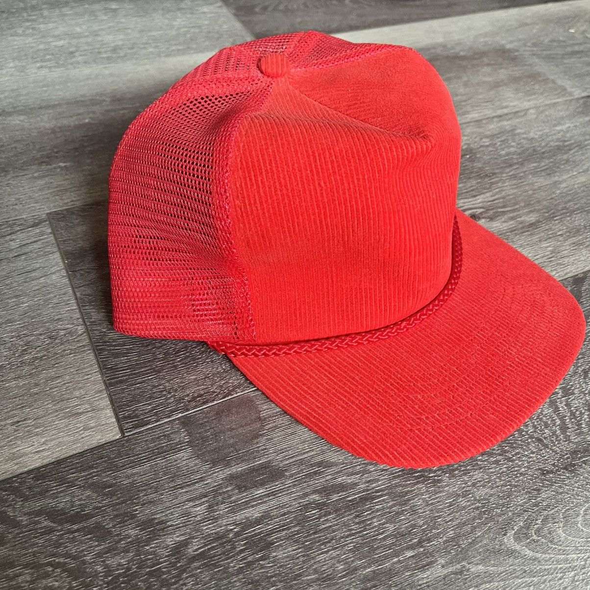 Vintage Vintage 1990s Red Corduroy Blank Mesh Trucker Hat Otto Size ONE SIZE - 3 Thumbnail