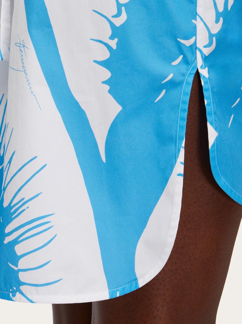 Salvatore Ferragamo o1s1rm0126 Venus Print Mini Dress in White/Blue Size S / US 4 / IT 40 - 4 Thumbnail