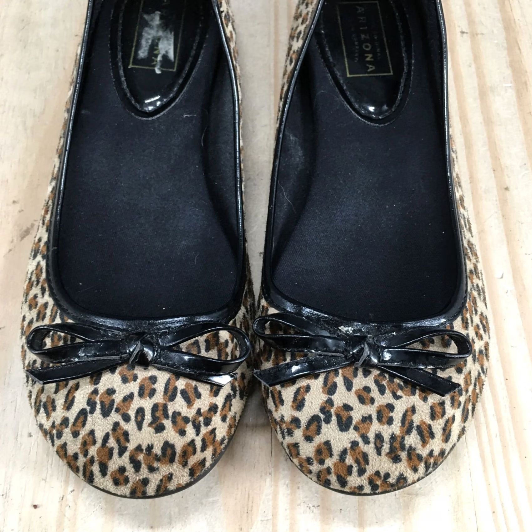 Vintage Arizona Jean Co Shoes Womens 7 M Animal Print Slip On Ballet Flats Brown Fabric Shoes Size 28" / US 6 / IT 42 - 3 Thumbnail