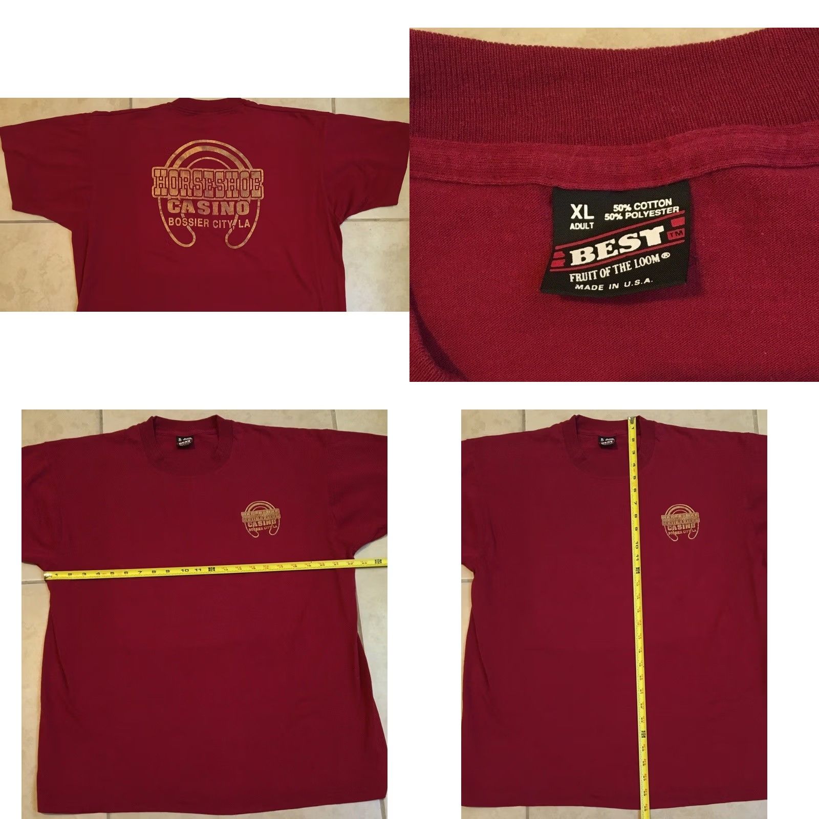 Vintage VINTAGE Horseshoe Casino Shirt XL Red Men T-Shirt 80s Bossier Louisiana Grunge Cowboy Beach Sun Palm Trees Racing Skull Aztec USA 90s Size US XL / EU 56 / 4 - 8 Thumbnail