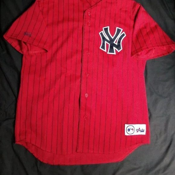 Majestic Vintage Majestic New York Yankees Pinstripe Jersey Red Size US L / EU 52-54 / 3 - 3 Thumbnail