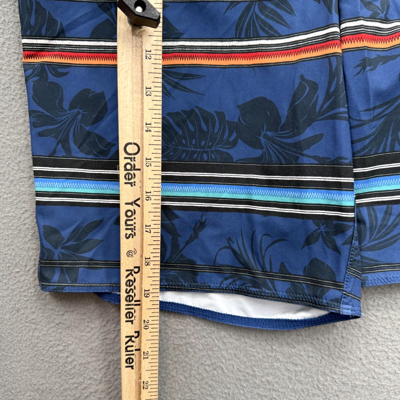 Vintage Salt Life Board Shorts Mens 32 Blue Stripe Tropical Swim Trunks SLX-QD Stretch Beach Surf Size US 32 / EU 48 - 7 Thumbnail