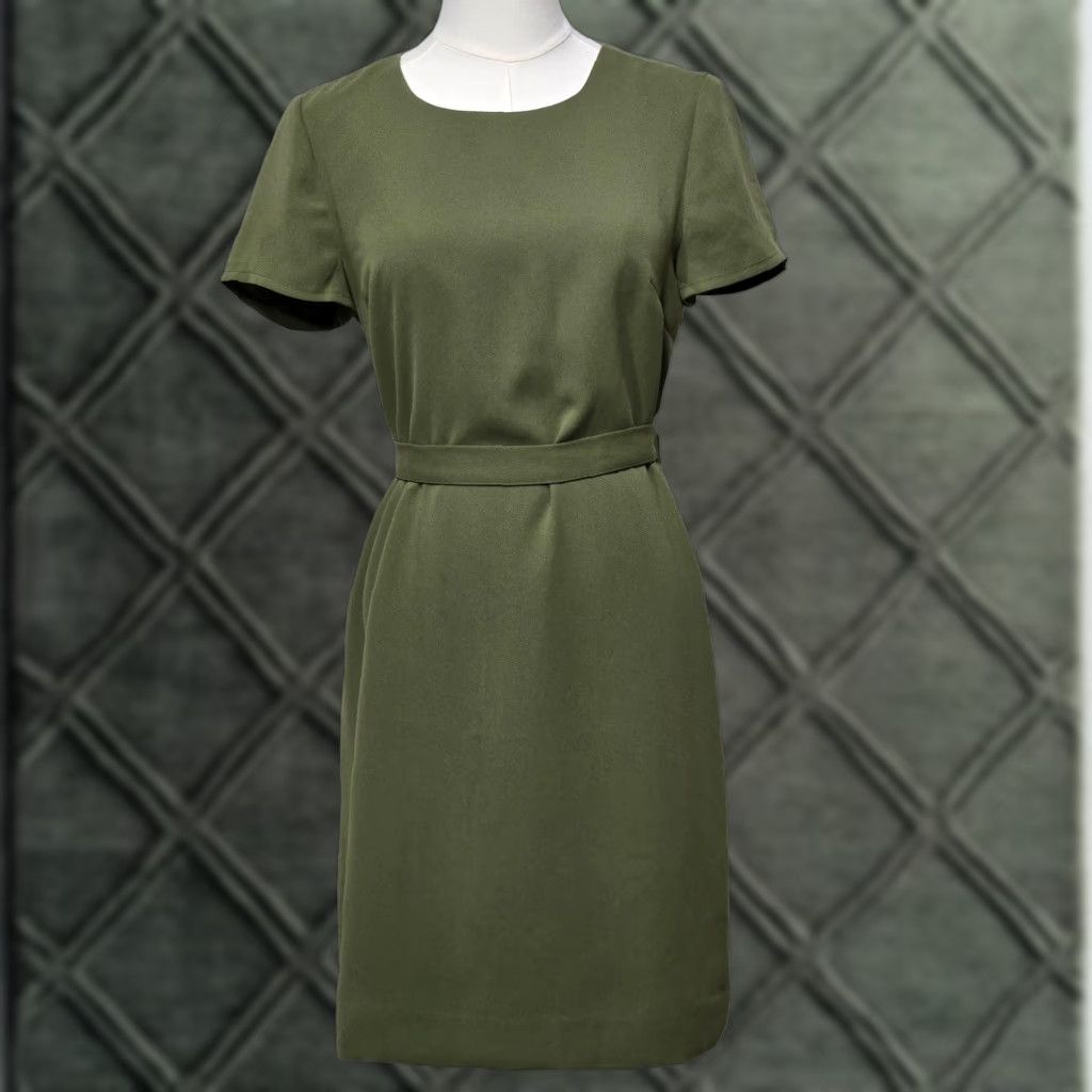 J.CREW Dress Womens Size 2 Green Short Sleeve Belted Sheath Work Office  Casual Shirt/Dress