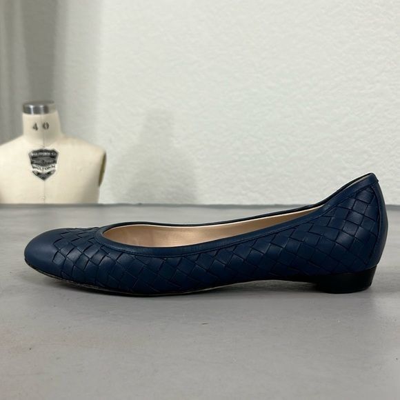 Bottega Veneta BOTTEGA VENETA INTRECCIATO Woven Midnight Blue Ballet Flats Size US 8 / IT 38 - 2 Thumbnail