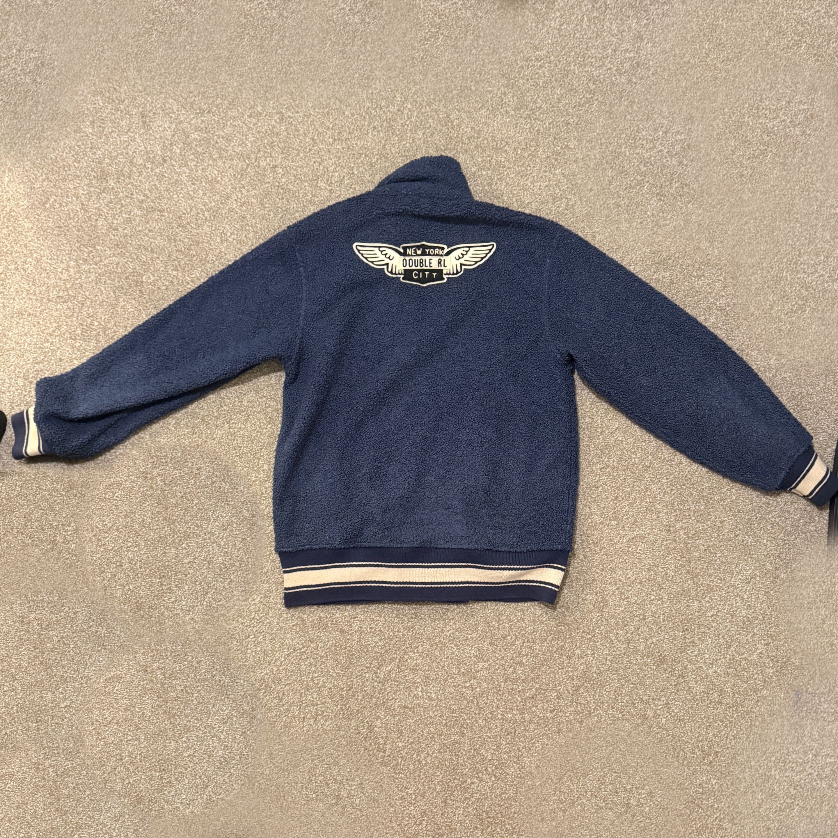 RRL Ralph Lauren RRL - Racing Navy Fleece Jacket Sweater Size US M / EU 48-50 / 2 - 2 Thumbnail