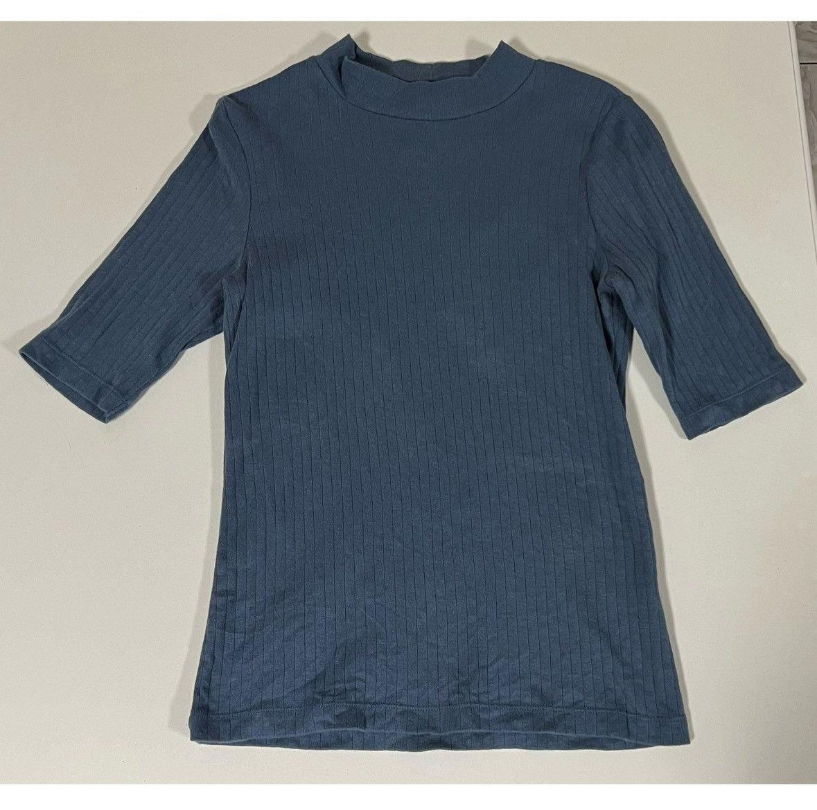 Uniqlo Uniqlo Blue Periwinkle Mock-Neck Tee Shirt Top Blouse XS 🦋✨ Size XS / US 0-2 / IT 36-38 - 1 Thumbnail