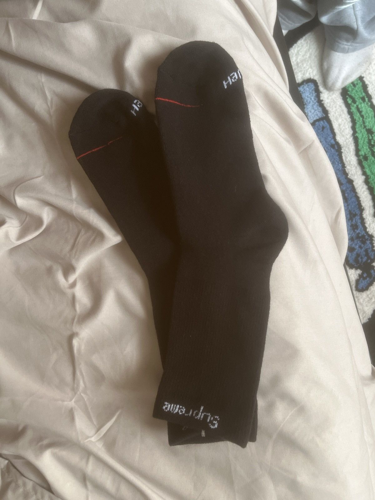 Supreme Black Supreme Socks Size 30 - 2 Thumbnail