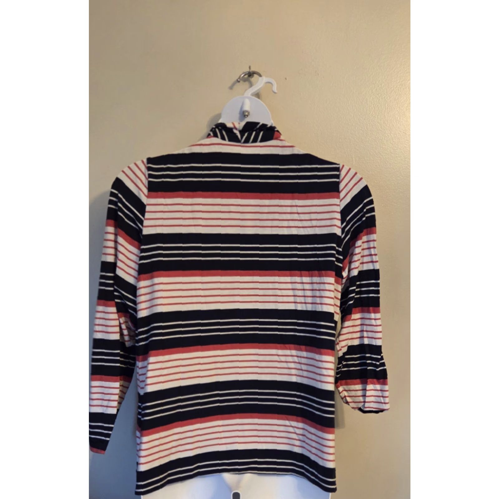 Croft & Barrow Croft & Barrow Layered Look Top Stripe Open Front Cardigan 1X Women Multicolor Casual 3/4 Sleeve Open Front Blouse Cardigan Layered Look 1X Womens Size XL / US 12-14 / IT 48-50 - 2 Thumbnail