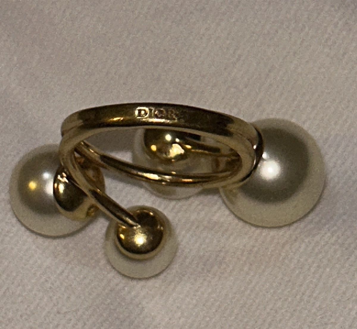 Dior Dior D-STUDS RING Gold-Finish Metal and White Resin Pearls Size ONE SIZE - 10 Thumbnail