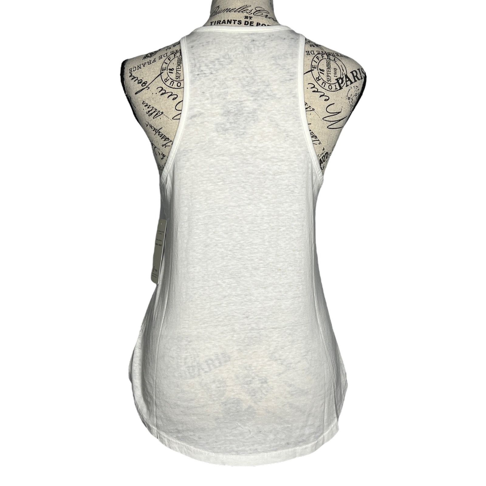Threads 4 Thought White Racerback High Round Neck Thin Strap Tank Size XS / US 0-2 / IT 36-38 - 3 Thumbnail
