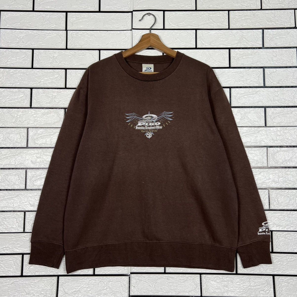 Vintage PIKO Hawaiian Longboard Wear Big Logo Sweatshirt #4094-C186 Size US L / EU 52-54 / 3 - 4 Thumbnail