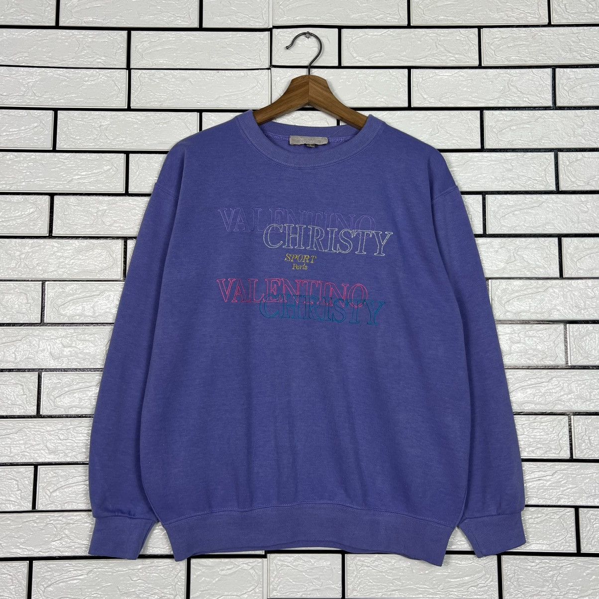 Vintage VALENTINO CHRISTY Big Logo Crewneck Sweatshirt #4099-C186 Size US L / EU 52-54 / 3 - 1 Thumbnail