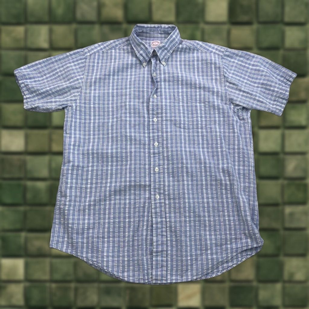 Brooks Brothers Brooks Brothers The Original Polo Shirt Cotton Plaid Blue Shirt Mens L Size US L / EU 52-54 / 3 - 1 Thumbnail