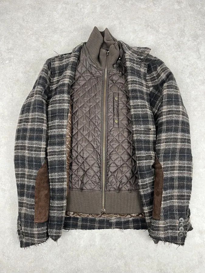 Dolce & Gabbana 2000s Dolce & Gabbana Brown Checkered Hybrid Wool Jacket Size 44R - 4 Thumbnail