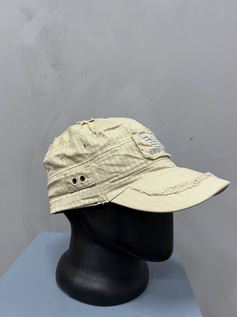 Emporio Armani × Le Grande Bleu (L.G.B.) SALE💣💣 Distressed Y2K Cadet Hat Avante Garde Size ONE SIZE - 9 Thumbnail
