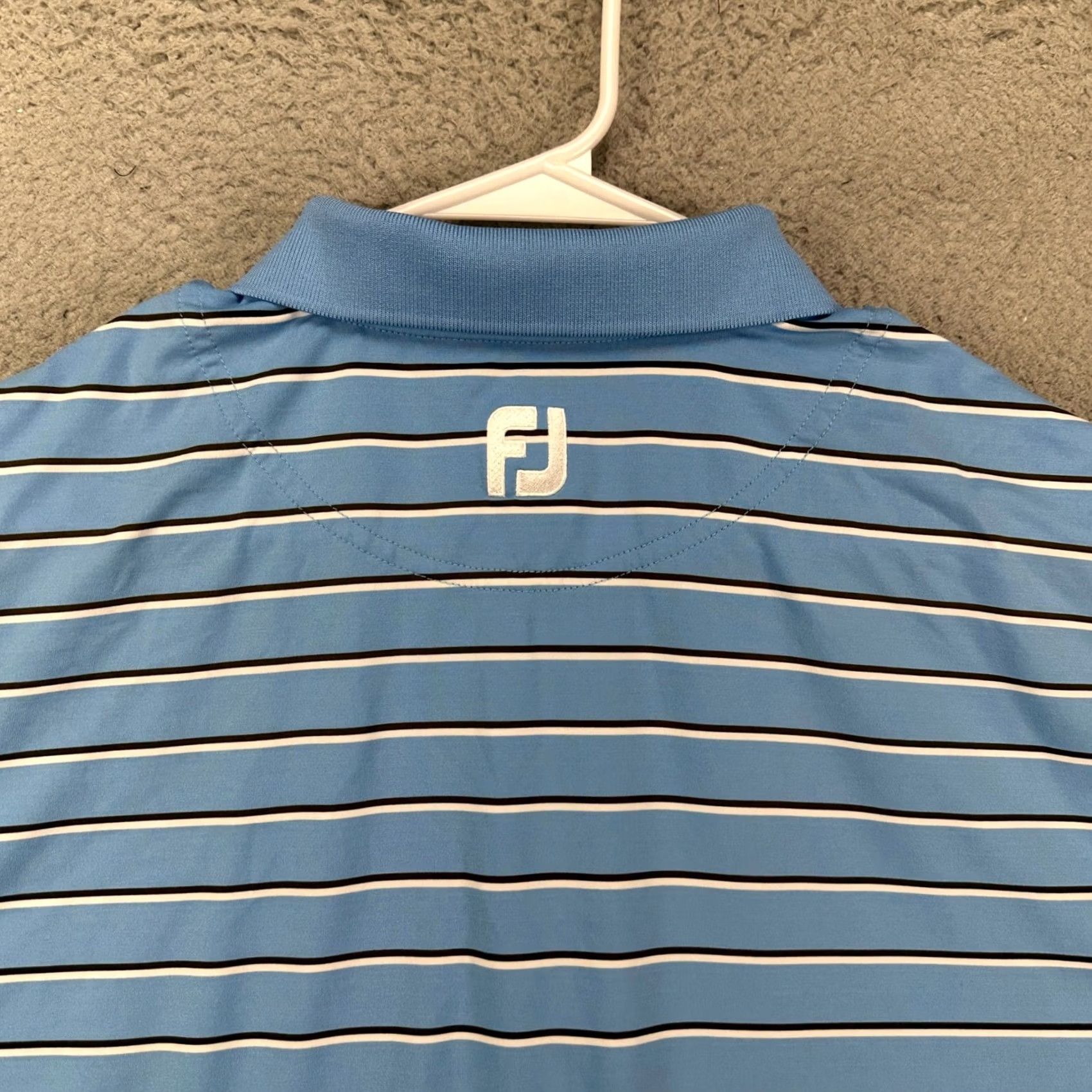 Footjoy FootJoy Mens Polo Shirt Golf Short Sleeve Blue Striped Stretch Rugby Double Striped FJ M Size US M / EU 48-50 / 2 - 6 Thumbnail