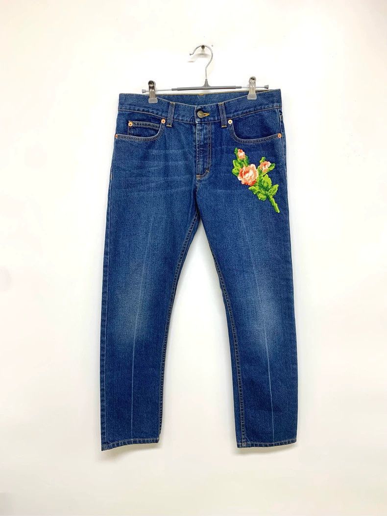 Gucci Gucci Embroidered Tiger Head Denim Pants-dmc Size US 27 - 1 Thumbnail