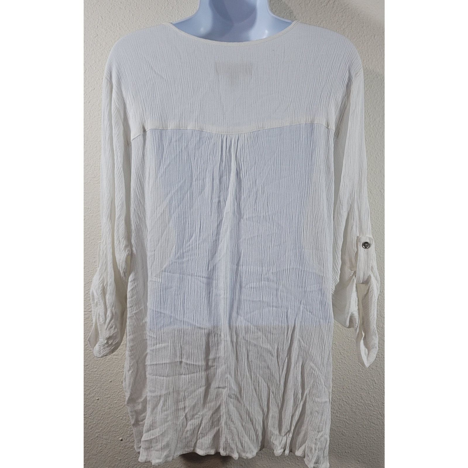 Other Karen Kane White Crinkled Layered Top 2X Lightweight Flowy Size XXL / US 16-18 / IT 52-54 - 2 Thumbnail