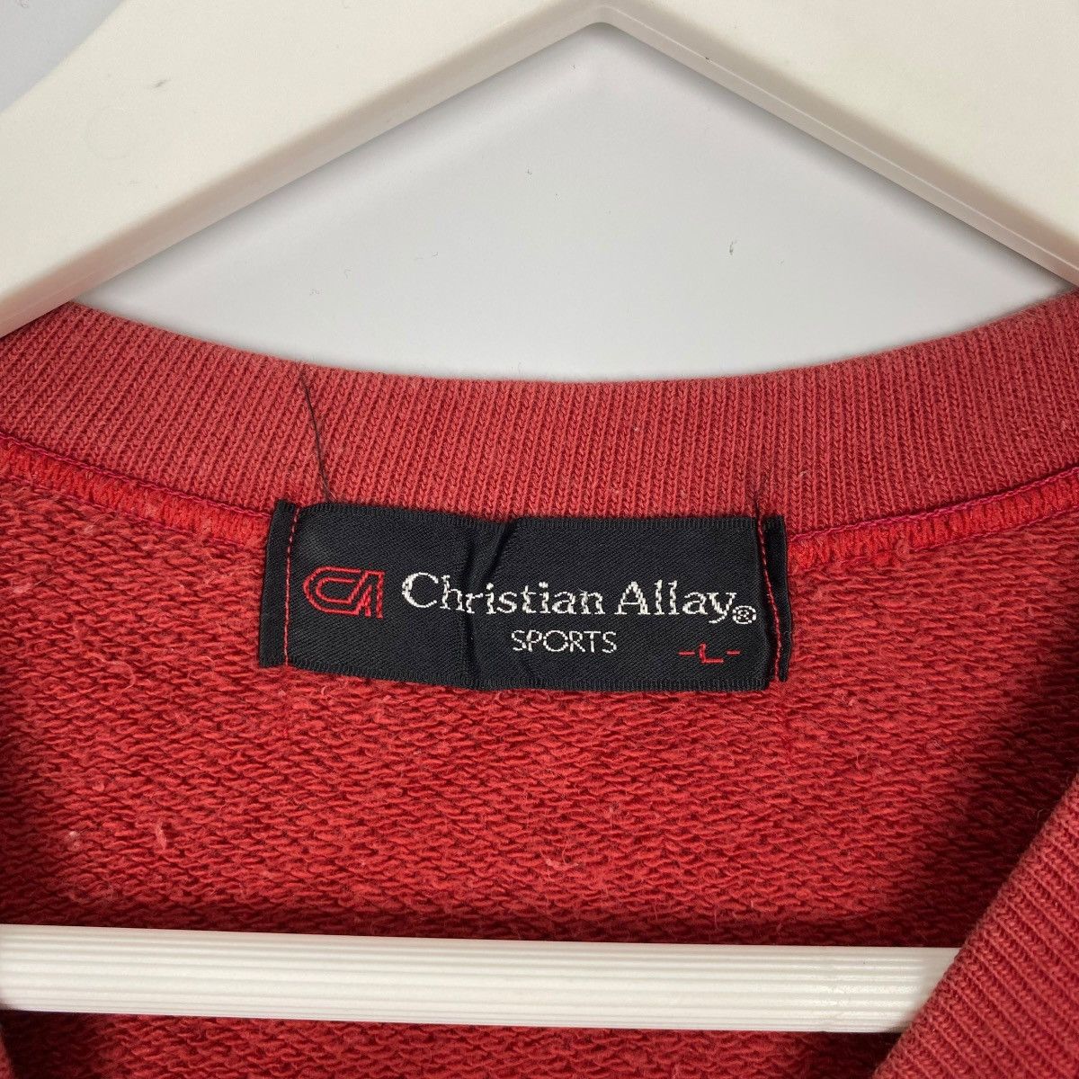 Vintage Vintage 90s Christian Allay Sports Sweatshirt Red Size L Size L / US 10 / IT 46 - 5 Thumbnail