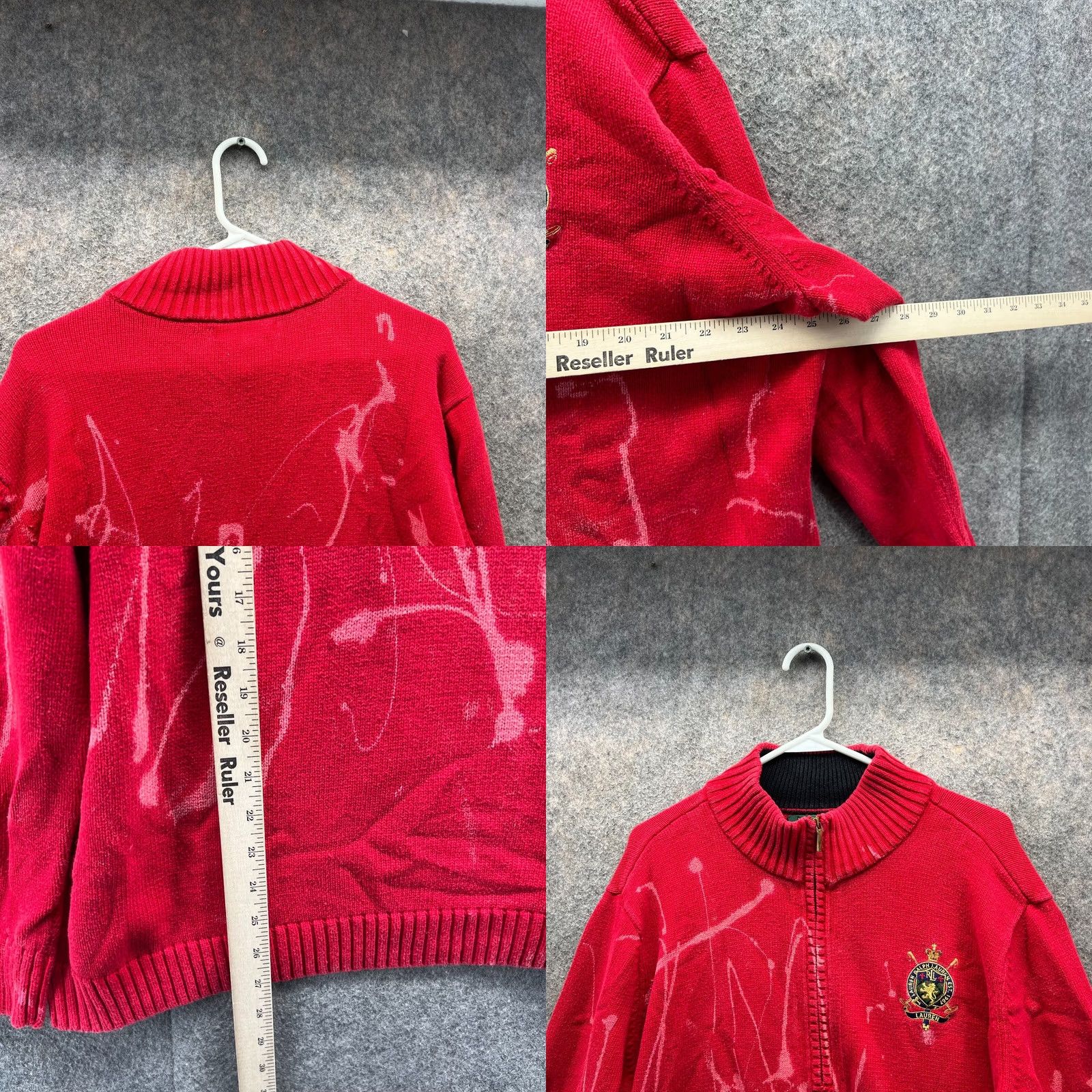 Ralph Lauren VINTAGE Lauren Ralph Lauren Sweater Women 3X Red 1/4 Zip Chunky Crown Crest Pullover Size XXL / US 16-18 / IT 52-54 - 8 Thumbnail