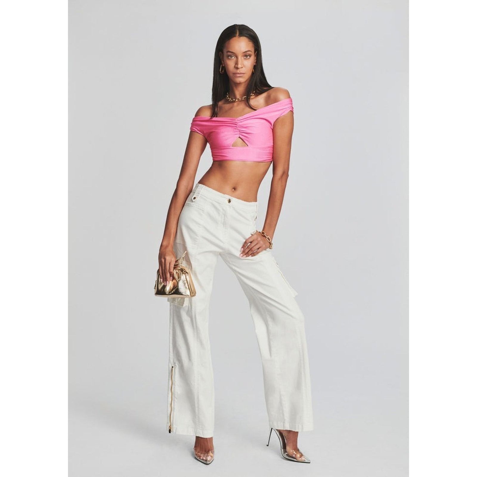 SER.O.YA SER.O.YA $345 Annika High Waisted Wide Leg Ruched Cargo 26 Size 26" / US 2 / IT 38 - 2 Thumbnail