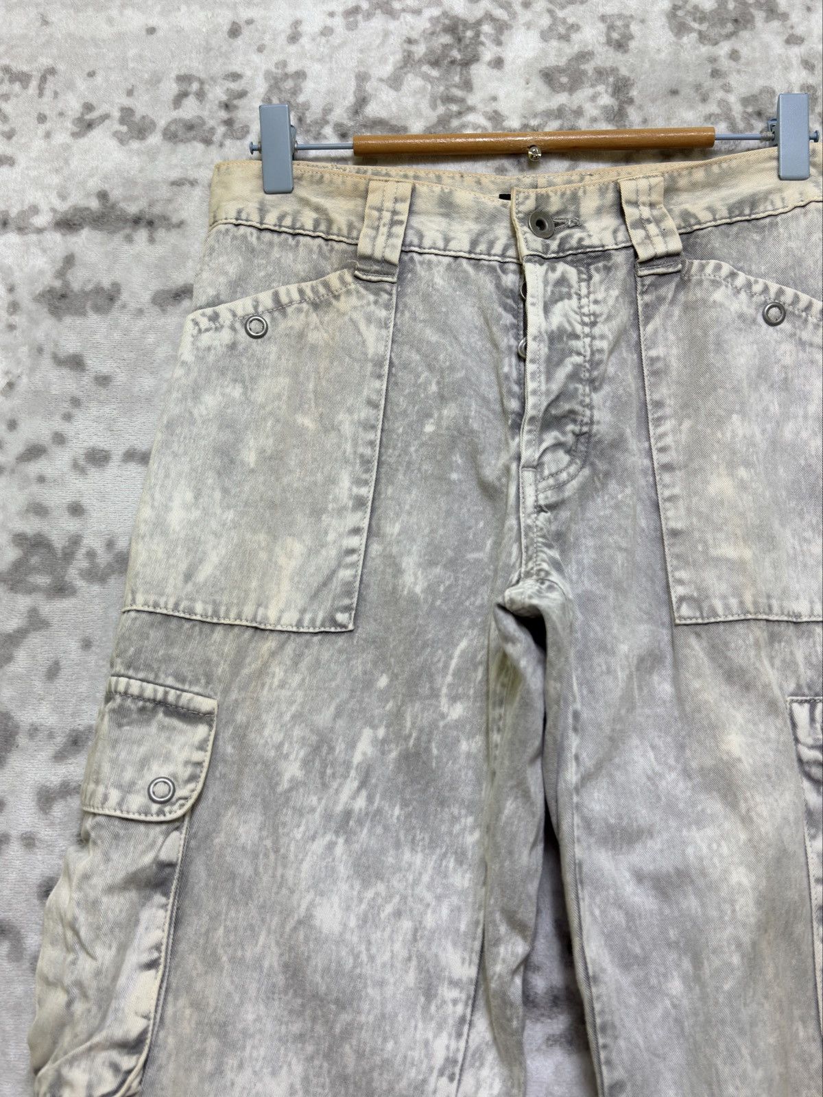 Morgan Homme Y2k Morgan Homme Grey Acid Wash Cargo Sun Faded Denim Size US 28 / EU 44 - 4 Thumbnail