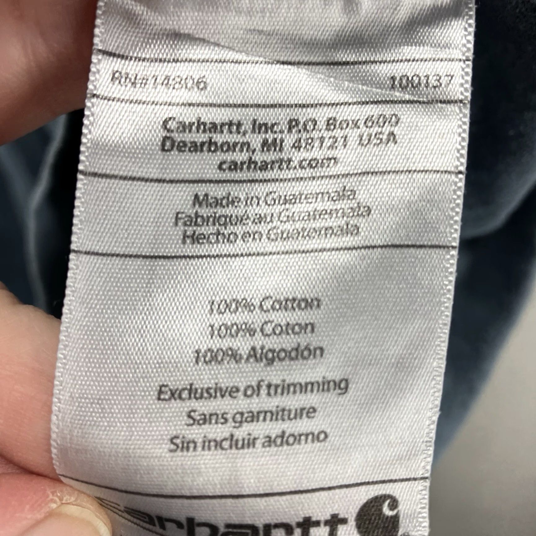 Carhartt Carhartt T-Shirt Men XL Long Sleeve Crew Neck All Cotton Light Blue Logo Solid Vintage? No. Size US XL / EU 56 / 4 - 6 Thumbnail