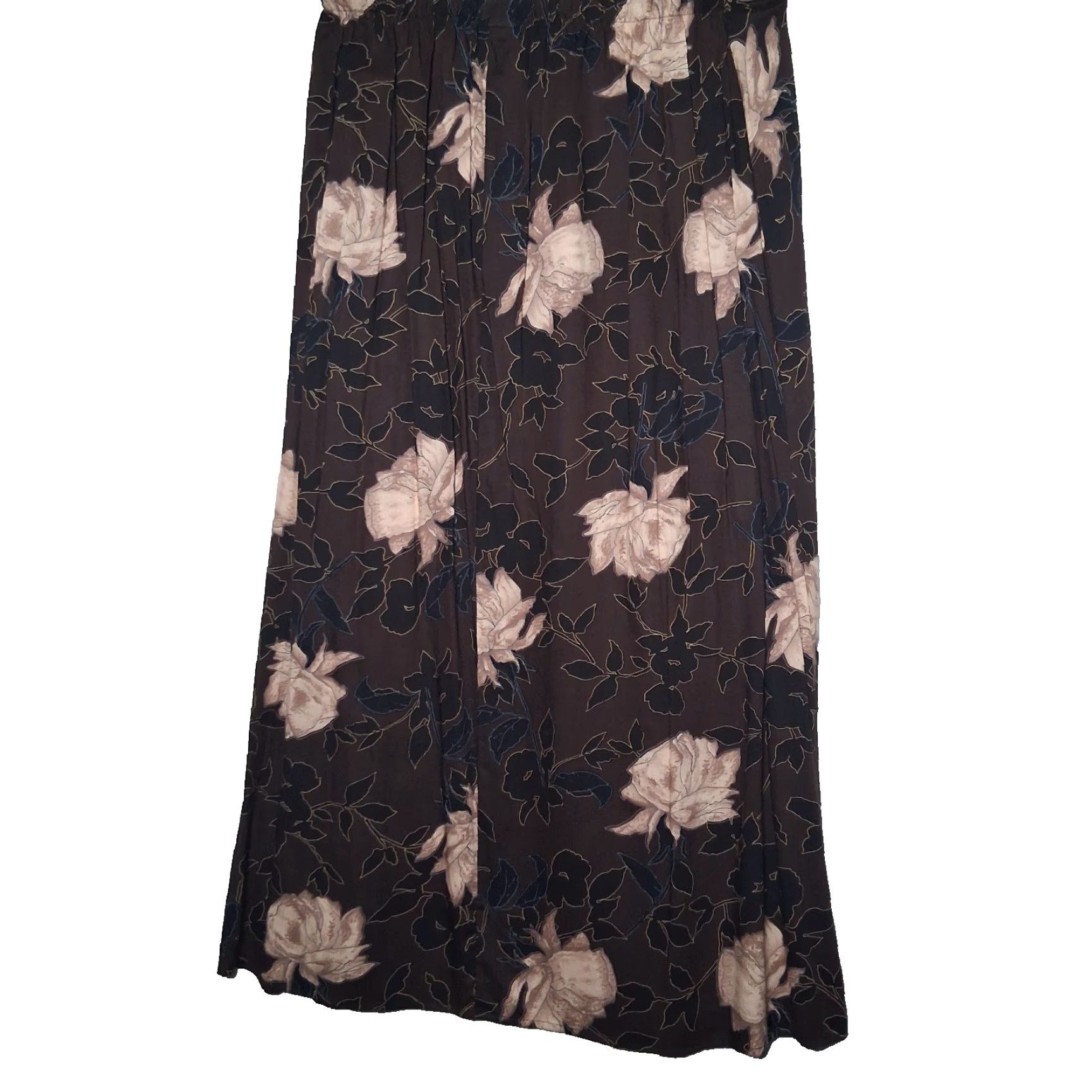 Vintage VINTAGE Skirt L Brown Floral Maxi Rayon USA Made Ship n Shore Size Large Long New Size 36" / US 14 / IT 50 - 2 Thumbnail