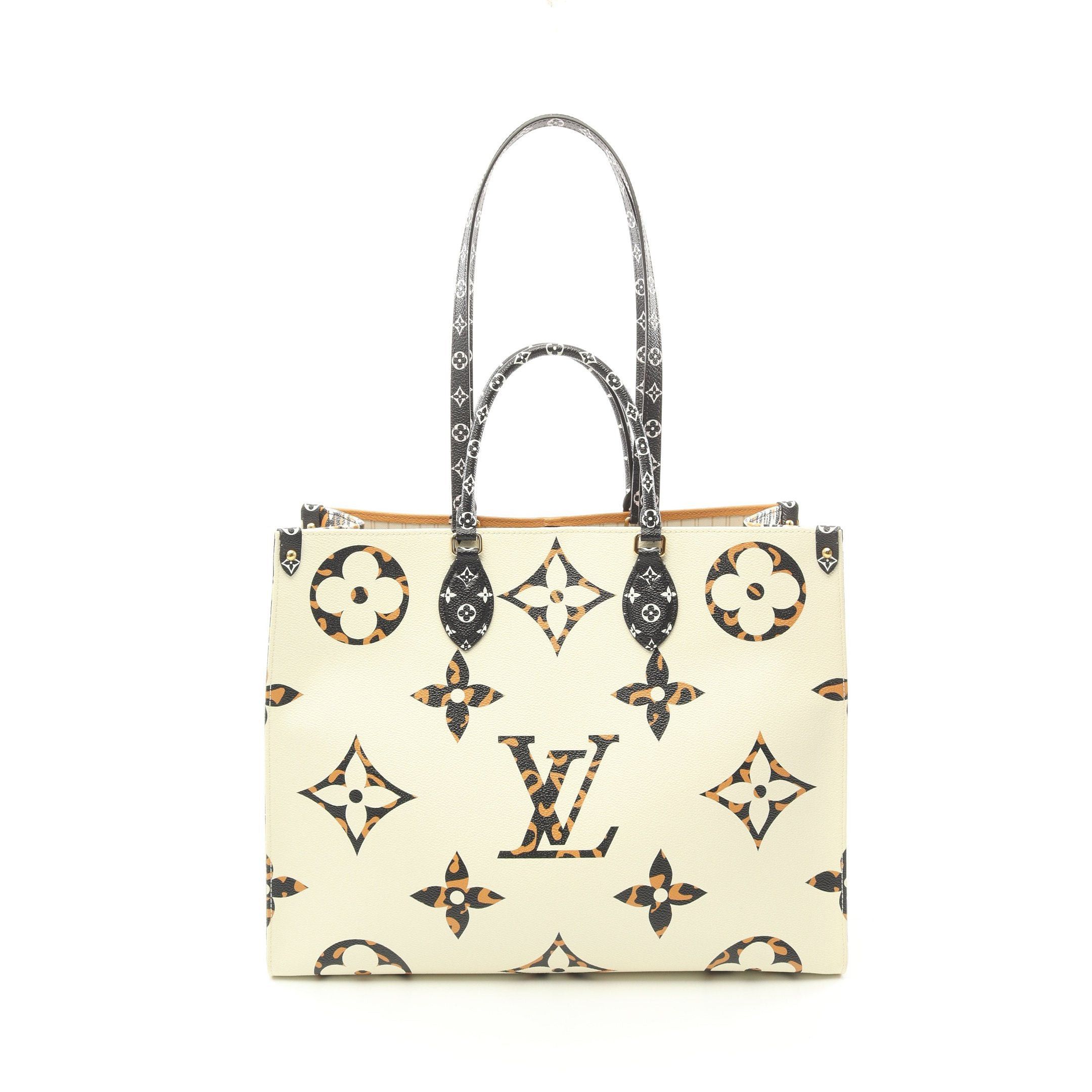 Louis Vuitton On-The-Go Gm Yvoire Monogram Jungle Shoulder Bag Tote Leather Off White Light Brown