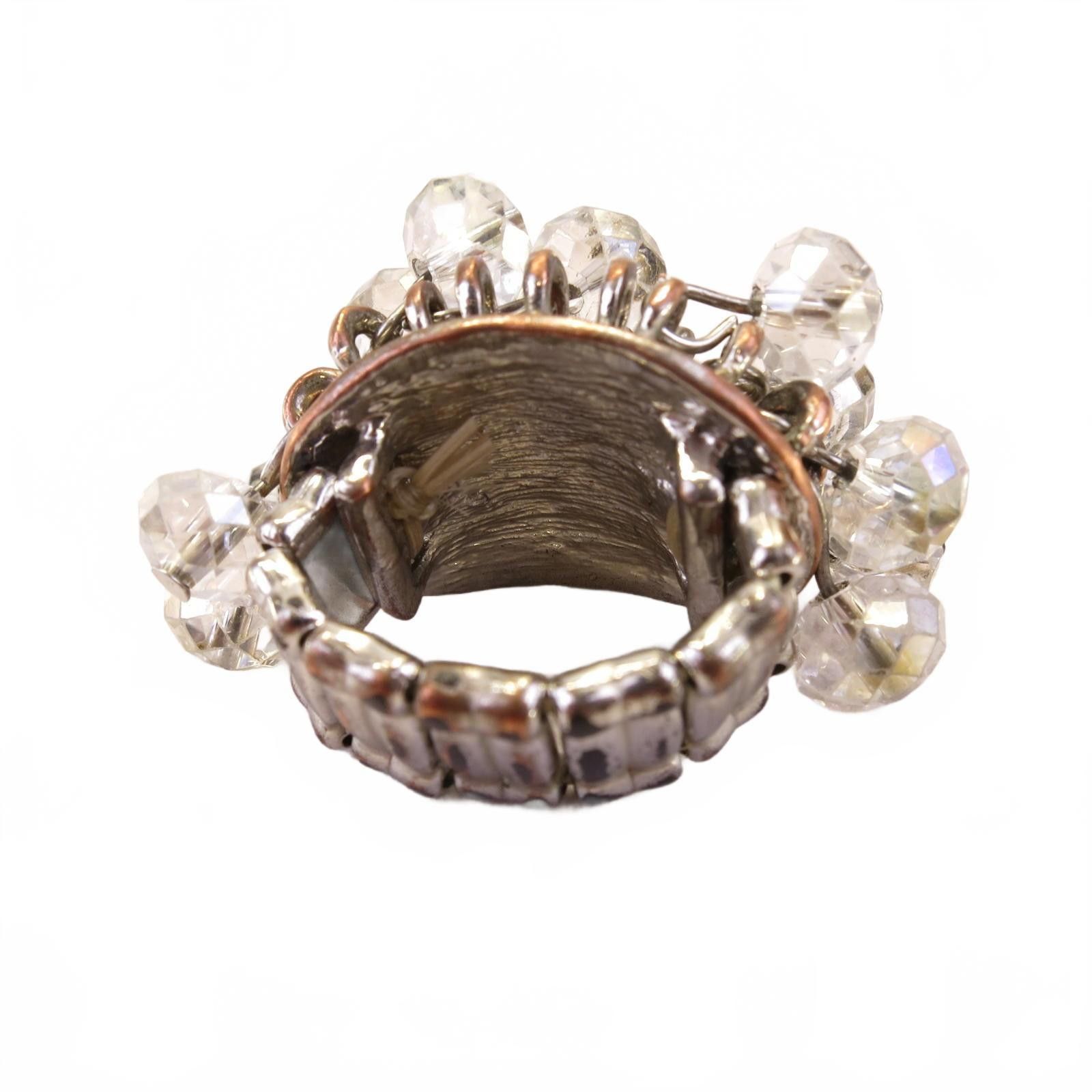 Other Statement Ring Clear Rhinestones Elastic Stretch Band Adj Size ONE SIZE - 2 Thumbnail