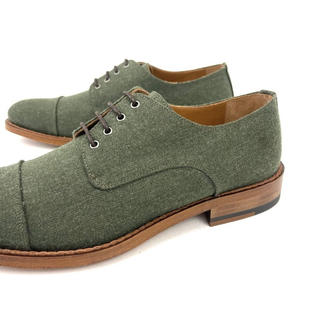 TAFT TAFT The Kennedy Shoe Green Wool Leather Oxford Cap Toe $275 Size US 7.5 / EU 40-41 - 2 Thumbnail