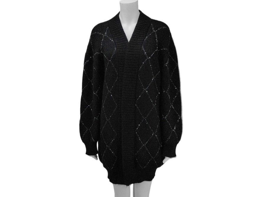 Saint Laurent Paris Saint Laurent Black Sequin Diamond Cardigan Size XS / US 0-2 / IT 36-38 - 1 Thumbnail