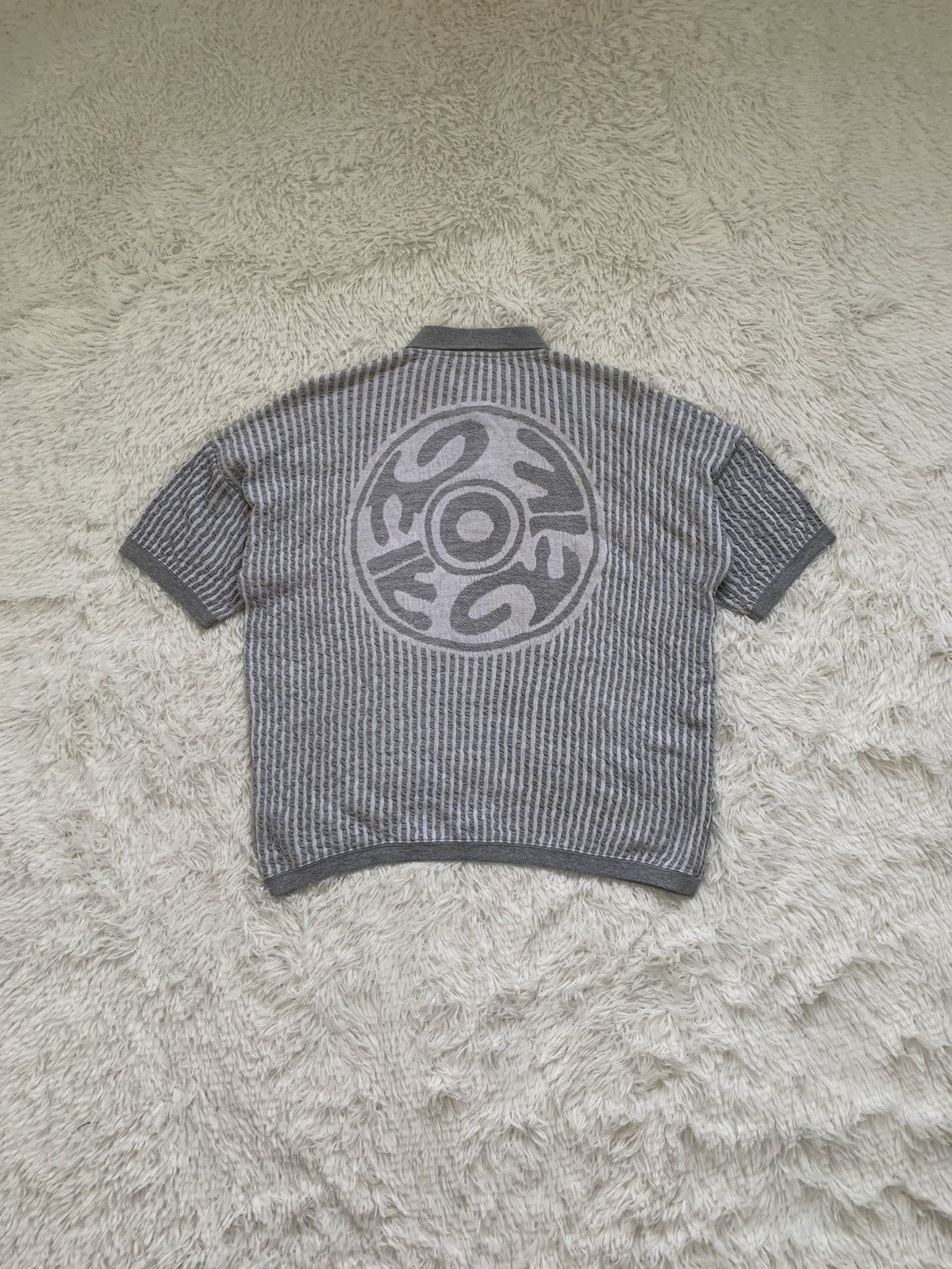 Issey Miyake Rare💥1980s Issey Miyake Strips Jacquard Collered Knit Tee Size US L / EU 52-54 / 3 - 8 Thumbnail