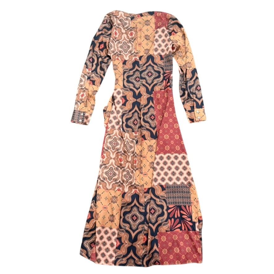 MISA Los Angeles MISA Los Angeles Eliza Patchwork Wrap Dress Brown, Size S Size S / US 4 / IT 40 - 9 Thumbnail