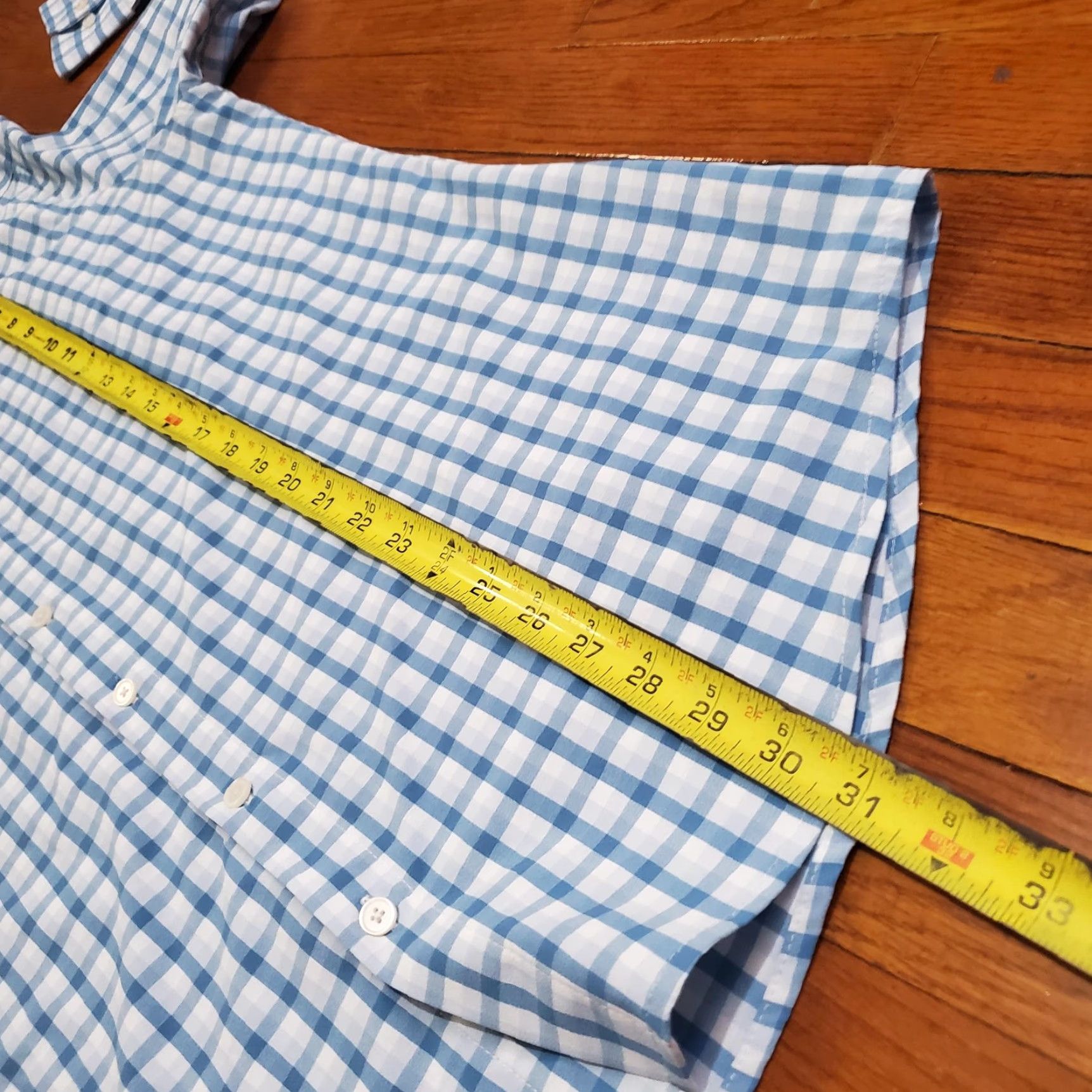 Mizzen+Main VINTAGE not applicable, so: Mizzen+Main Leeward Shirt Mens L Blue Gingham Trim Fit Performance 1WS-0950 Size US L / EU 52-54 / 3 - 7 Thumbnail