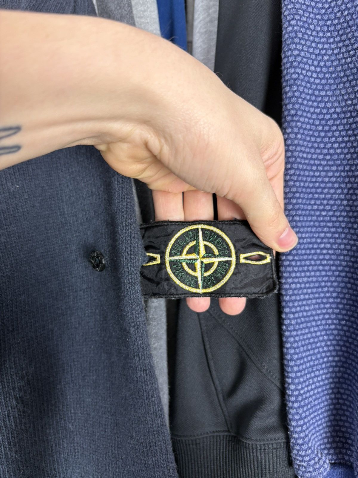 Massimo Osti × Stone Island STONE ISLAND Sweater V-Neck Heavy Knit Cotton Vintage SS 00 Size US M / EU 48-50 / 2 - 6 Thumbnail
