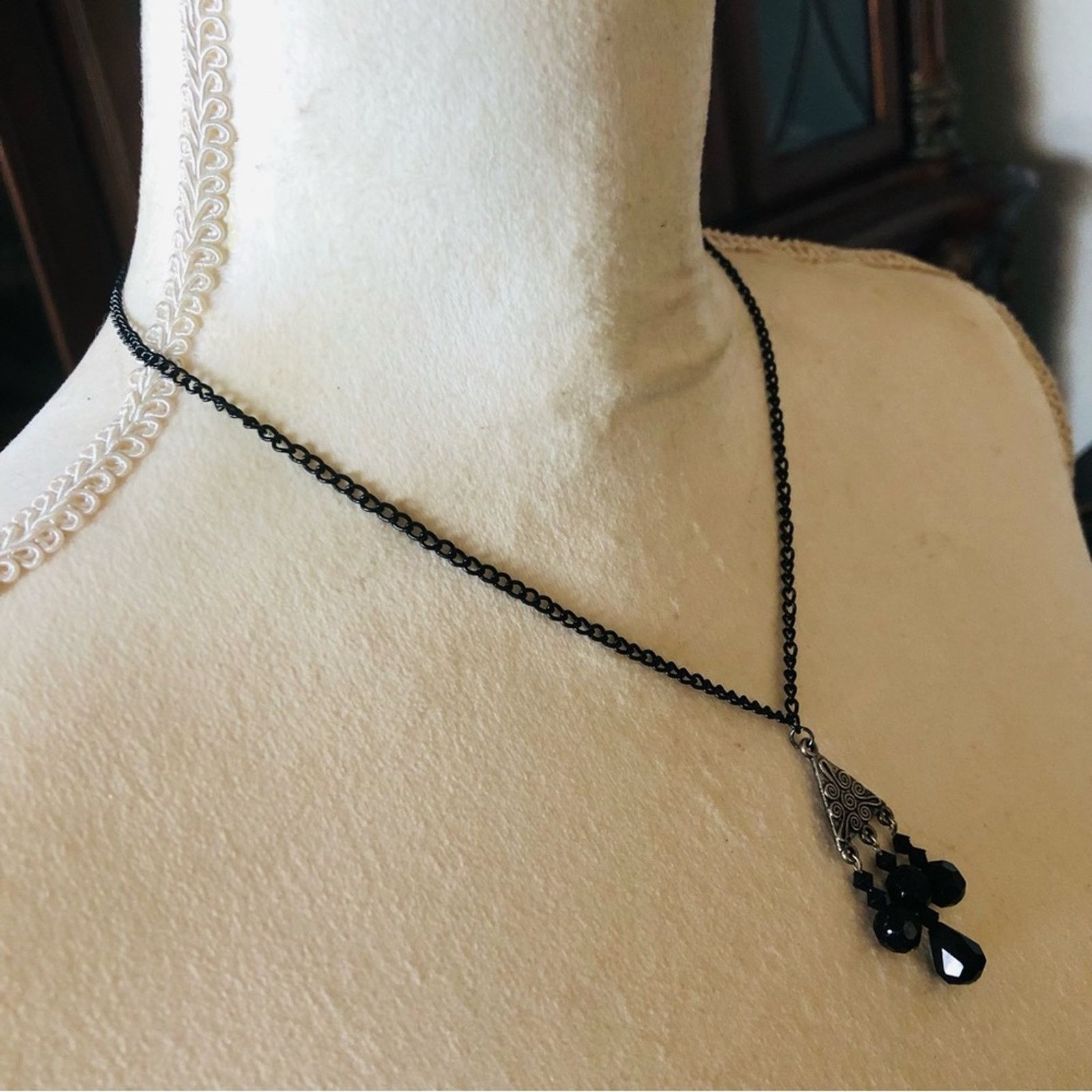 Handmade Vintage repurpose faceted black glass necklace Size ONE SIZE - 3 Thumbnail