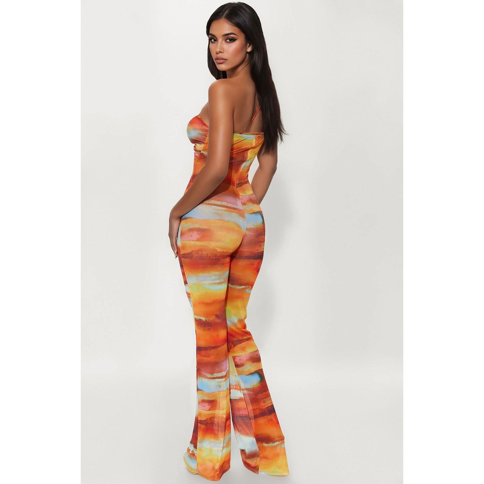 Other Sneaking Out At Sunset Mesh Jumpsuit - Orange/combo - Size M Size 30" / US 8 / IT 44 - 3 Thumbnail